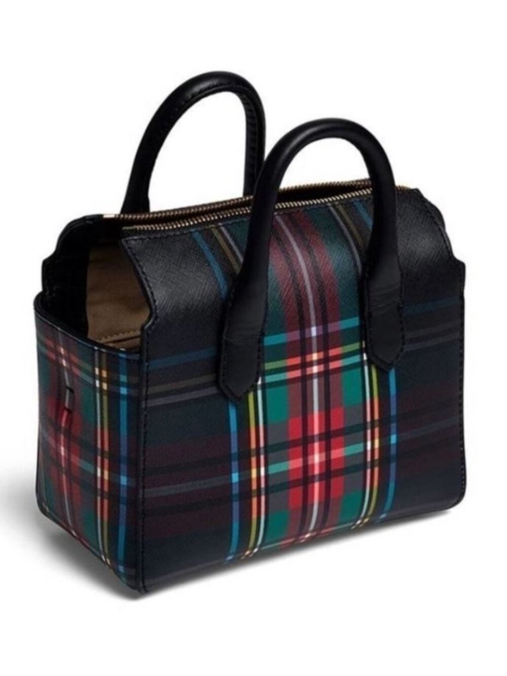 J. Crew | Black Stewart Plaid Harper Mini Convertible Crossbody Satchel Bag